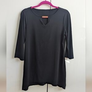 Belle by Kim Gravel Black 3/4 sleeve Gold Bar Detail Top